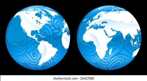 Vector illustration of blue water planet earth.
