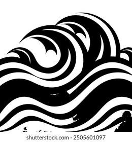 A vector illustration of a blue water splash isolated on a white background. The design features dynamic, flowing curves with droplets radiating outward, capturing the fluid motion and energy of a wat