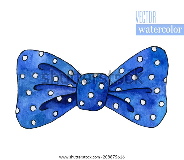 Vector Illustration Blue Watercolor Bow Polka Stock Vector (Royalty ...
