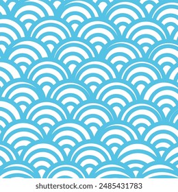 Ilustración vectorial de un patrón ondulado azul sin costuras, bueno para fondos, Fondos de pantalla, pósters y Anuncios