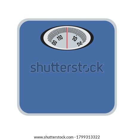 Vector illustration of blue weigh scales on white background, top view