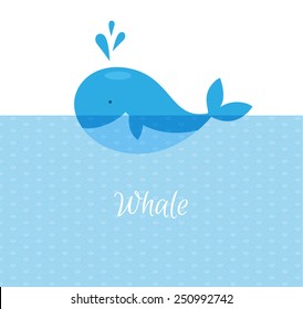 Vector illustration of Blue whale with sea