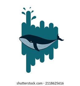 Vector illustration. Blue whale. Sperm whale