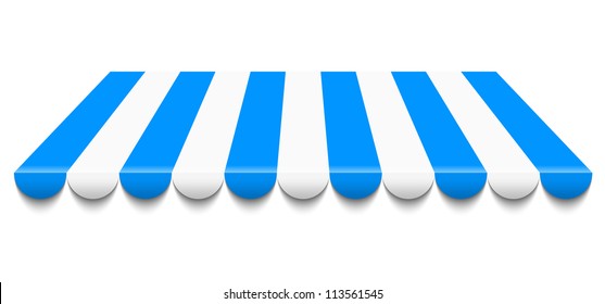 Vector illustration of blue and white awning