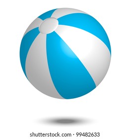 Vector Illustration Of Blue & White Beach Ball