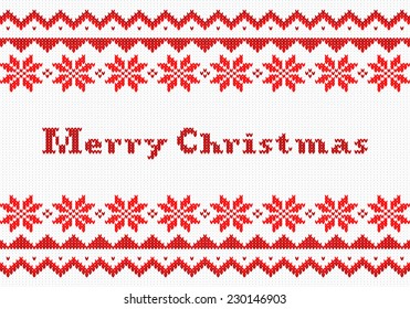 vector illustration of a blue and white Christmas knit greeting card