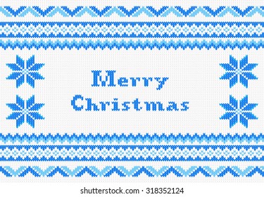 vector illustration of a blue and white knitted christmas background