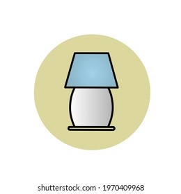 Vector illustration of a blue and white night lamp on a light gold circle background