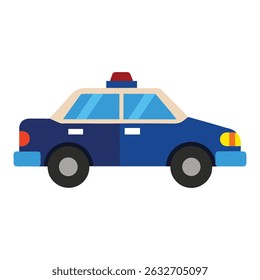 Vector illustration of a blue and white police car isolated on white