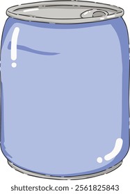 vector illustration of blue and white soda can, cute doodle sticker, isolated on transparent background