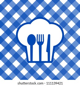 Vector illustration of blue and white tablecloth