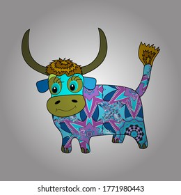 Vector Illustration Blue White Violet Ox Stock Vector (Royalty Free ...