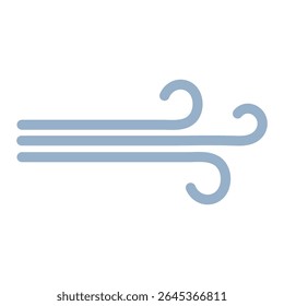 Vector illustration of the blue wind icon. The weather forecast icon.