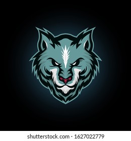 vector illustration, blue wolf head mascot logo icon, suitable for e sports logo or t shirt illustration and badge