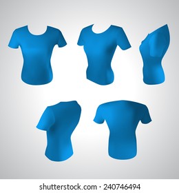 Vector illustration of blue women's T-shirt