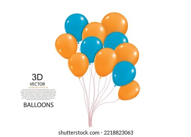 ilustración vectorial plantilla de diseño de globos azul y amarillo.en el fondo blanco.