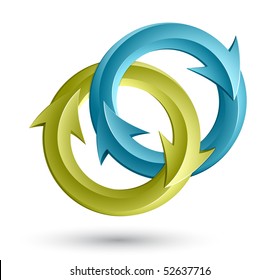 Ilustración vectorial de flechas circulares azules y amarillas