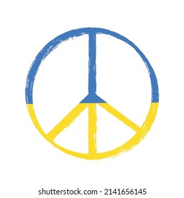 Vector illustration of Blue and Yellow Peace Sign as an Ukrainian flag isolated on white background. Stop War concept