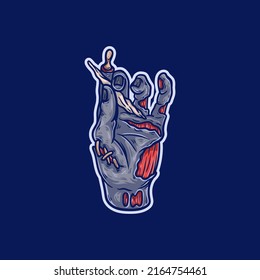 a vector illustration of a blue zombie hand holding a weed joint with dirty nails