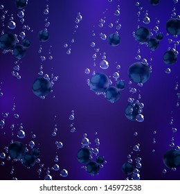 Vector Illustration of Blueberries Falling in Liquid