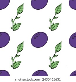vector illustration of blueberries, pattern with blueberries