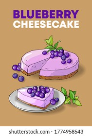 Ilustración del vector Pastel de queso de arándano azul