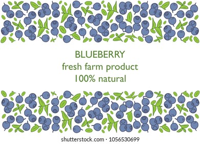 vector illustration of blueberry and leaf design with lettering blueberry background black and white and berry and text fresh farm product 100% natural for you EPS10