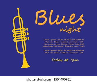 Vector illustration. Blues Night Poster.