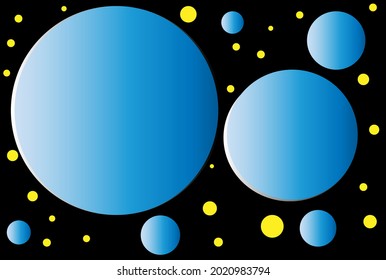 Vector illustration of blue,yellow circle on black background