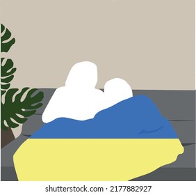 Vektorgrafik der blau-gelben Vorlage, der Farben der Nationalflagge des Landes Ukraine, des Konzepts der Unabhängigkeit oder des Patriotismus, des Krieges beenden und des Friedenskonzepts in der Ukraine