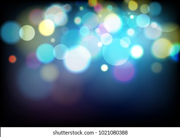 Vector illustration blur bokeh background colorful on dark light.Template for business.