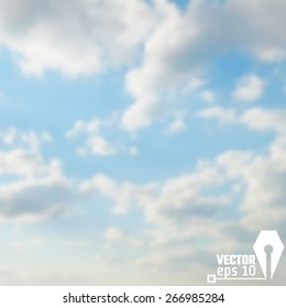 Vector Illustration of Blur Cloudy Sky for Design, Website, Background, Banner. Realistic Element Template for Airline or Ecology Presentation 