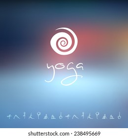 Vector illustration of Blured background with yoga logo