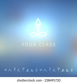 Vector illustration of Blured background with yoga logo