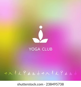 Vector illustration of Blured background with yoga logo