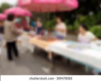 Vector illustration blurred background of asian street market