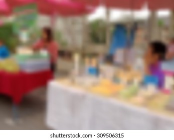 Vector illustration blurred background of asian street market