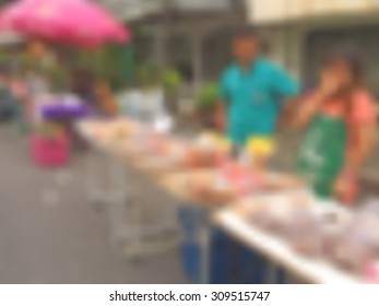 Vector illustration blurred background of asian street market