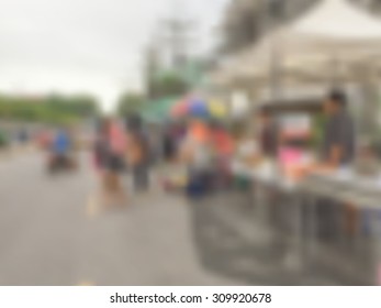 Vector illustration blurred background of asian street market