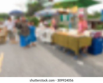 Vector illustration blurred background of asian street market
