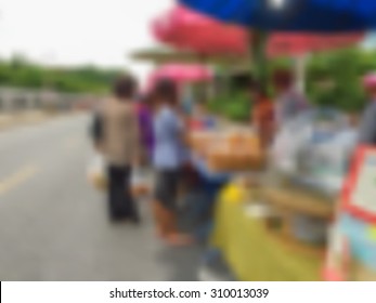 Vector illustration blurred background of asian street market