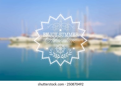 Vector illustration of blurred background for design. Seaside landscape. Travel design. Travel label. Template for poster. Retro backdrop. EPS 8.