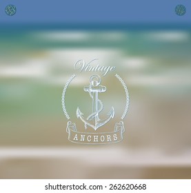 Vector illustration of blurred background for design. Seaside landscape. Sea wave. Travel design. Travel label. Template for poster. Retro backdrop. Mesh blurred background. EPS 8.