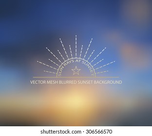 Vector illustration of blurred background for design. Sea landscape. Sunset & sunrise. Travel design. Travel label. Sky blurred background. Nature blurred background. Template for poster. EPS 8.