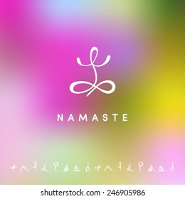 Vector illustration of Blurred background with yoga logo