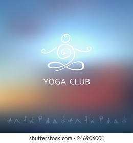Vector illustration of Blurred background with yoga logo