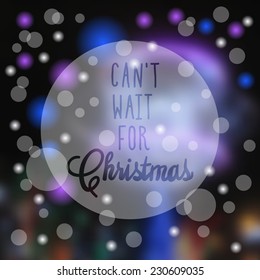Vector illustration. Blurred photographic background with snow and text