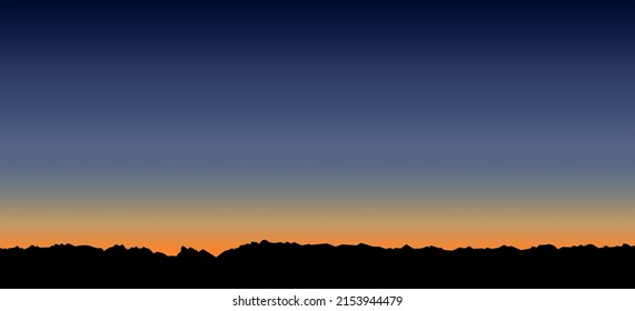 Vector illustration of a blurred sky background with a horizon line, simulating such beautiful natural phenomena as sunrise and sunset, violet-blue and yellow-orange gamma. Great as a background 