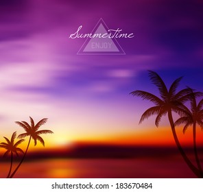 Vector illustration of Blurred tropical background