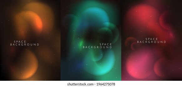 Vector illustration. Blurred wallpaper. Nebula in space. Abstract banner. Dark starry background. Milky Way. Minimalist concept. Cosmic sky. Design element for poster, book cover, magazine, flyer